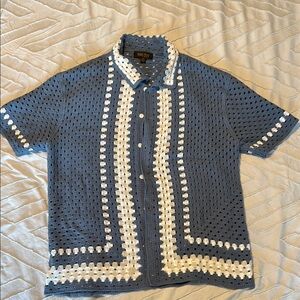 Truth Blue and White Casual Button Down Shirt